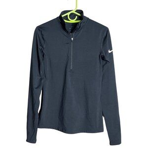 Nike Pro DriFIT Half Zip Shirt Athletic Sportswear Fitness Workout Black Women M